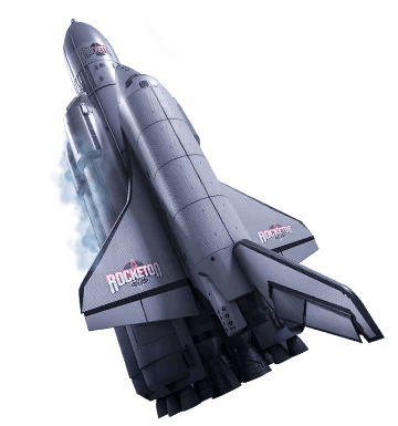 Detailed 3D render of the silver rocket crash game shuttle against a clean backdrop